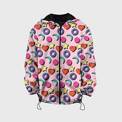 Куртка с капюшоном детская Современный узор с сердечной звездой и кругом, цвет: 3D-черный