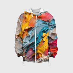 Куртка с капюшоном детская Абстрактная живопись акрилом, цвет: 3D-белый