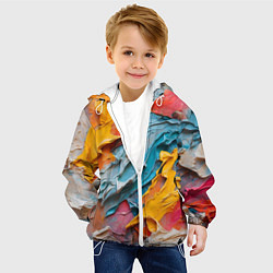 Куртка с капюшоном детская Абстрактная живопись акрилом, цвет: 3D-белый — фото 2