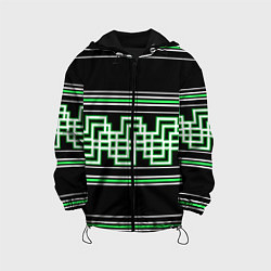 Куртка с капюшоном детская Греческие линии белы и зелёные, цвет: 3D-черный