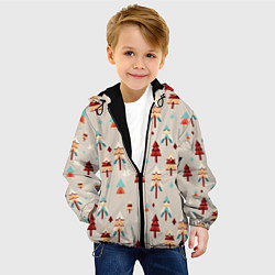 Куртка с капюшоном детская Елочный узор, цвет: 3D-черный — фото 2