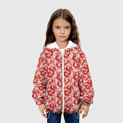 Куртка с капюшоном детская Красные драконы на белом фоне, цвет: 3D-белый — фото 2