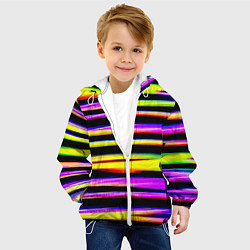 Куртка с капюшоном детская Цветные неоновые полосы, цвет: 3D-белый — фото 2