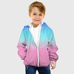 Куртка с капюшоном детская Синий и голубо-розовый градиент, цвет: 3D-белый — фото 2