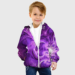 Куртка с капюшоном детская Фиолетовая фрактальная абстракция, цвет: 3D-белый — фото 2