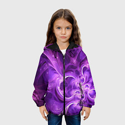 Куртка с капюшоном детская Фиолетовая фрактальная абстракция, цвет: 3D-черный — фото 2