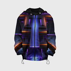 Куртка с капюшоном детская Объемная неоновая конструкция, цвет: 3D-черный