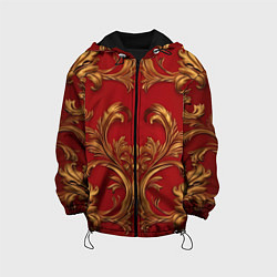 Куртка с капюшоном детская Золотые узоры на красном, цвет: 3D-черный