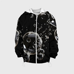 Куртка с капюшоном детская Пузыри на черном, цвет: 3D-белый