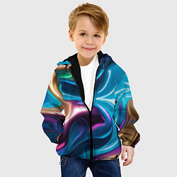 Куртка с капюшоном детская Жидкий красочный металл, цвет: 3D-черный — фото 2