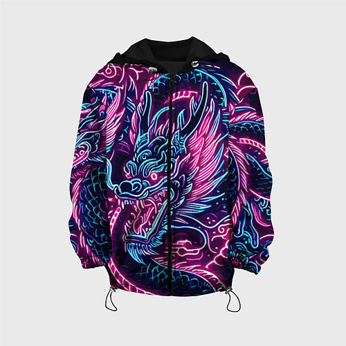Детская куртка Neon Japanese dragon - irezumi / 3D-Черный – фото 1