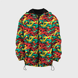Куртка с капюшоном детская Переплетающиеся стрелки, цвет: 3D-черный