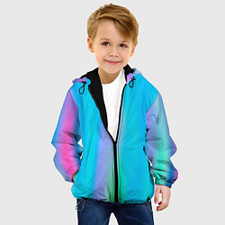 Куртка с капюшоном детская Неоновые голографические линии, цвет: 3D-черный — фото 2