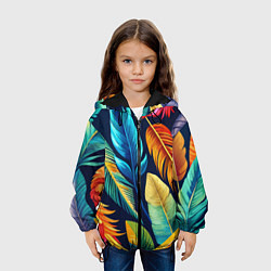 Куртка с капюшоном детская Пёстрые пёрышки попугаев, цвет: 3D-черный — фото 2