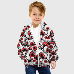 Куртка с капюшоном детская Красные глазные яблоки, цвет: 3D-белый — фото 2