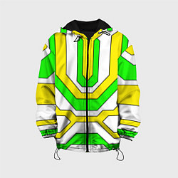 Куртка с капюшоном детская Зелёные и жёлтые техно линии, цвет: 3D-черный