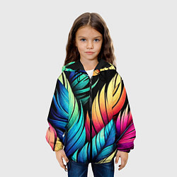 Куртка с капюшоном детская Color feathers - neon, цвет: 3D-черный — фото 2