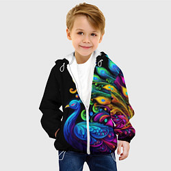 Куртка с капюшоном детская Neon peacock - art, цвет: 3D-белый — фото 2