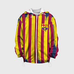 Куртка с капюшоном детская Полосатые цвета футбольного клуба Барселона, цвет: 3D-белый