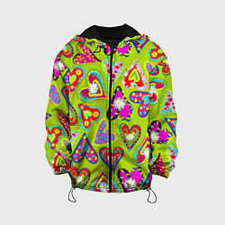 Куртка с капюшоном детская Сердца в мексиканском стиле, цвет: 3D-черный