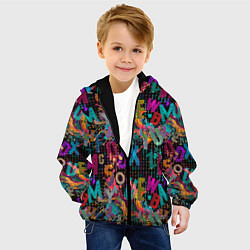 Куртка с капюшоном детская Английский алфавит цветной, цвет: 3D-черный — фото 2