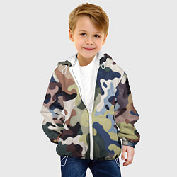 Куртка с капюшоном детская Камуфляж милитари, цвет: 3D-белый — фото 2