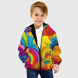 Куртка с капюшоном детская Радужные яркие волны, цвет: 3D-черный — фото 2
