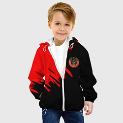 Куртка с капюшоном детская БССР текстура краски, цвет: 3D-белый — фото 2
