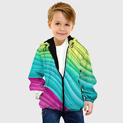 Куртка с капюшоном детская Волнистая абстракция градиент, цвет: 3D-черный — фото 2
