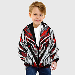Куртка с капюшоном детская Агрессивный череп белый и красный, цвет: 3D-черный — фото 2