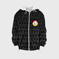 Куртка с капюшоном детская Осетия Алания герб на спине, цвет: 3D-белый