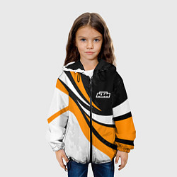Куртка с капюшоном детская КТМ - оранжевые вставки, цвет: 3D-черный — фото 2
