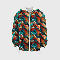 Куртка с капюшоном детская Абстрактная картинка с цветными волнами, цвет: 3D-белый