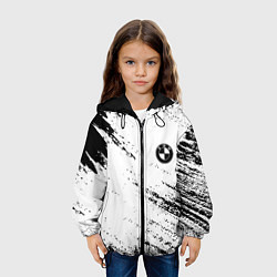 Куртка с капюшоном детская BMW краски текстура брызги, цвет: 3D-черный — фото 2