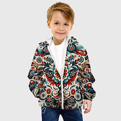 Куртка с капюшоном детская Словенский паттерн, цвет: 3D-белый — фото 2