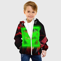 Куртка с капюшоном детская Неоновый квадрат, цвет: 3D-белый — фото 2
