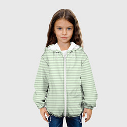 Куртка с капюшоном детская Светлый мятный в полоску, цвет: 3D-белый — фото 2