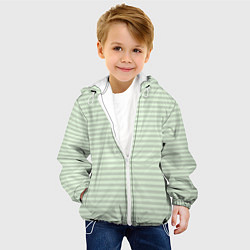 Куртка с капюшоном детская Светлый мятный в полоску, цвет: 3D-белый — фото 2