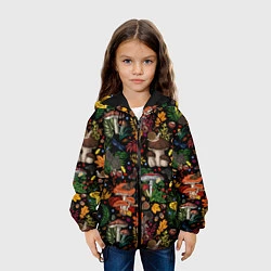 Куртка с капюшоном детская Фон с лесными грибами, цвет: 3D-черный — фото 2