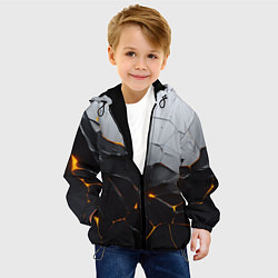 Куртка с капюшоном детская Неоновые трещины, цвет: 3D-черный — фото 2