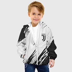 Куртка с капюшоном детская Ювентус текстура спорт клуб, цвет: 3D-белый — фото 2