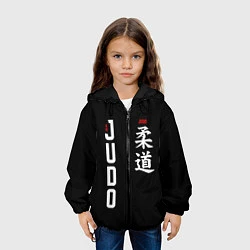 Куртка с капюшоном детская Борьба дзюдо с иероглифом, цвет: 3D-черный — фото 2