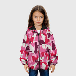 Куртка с капюшоном детская Розовый кошачий камуфляж, цвет: 3D-черный — фото 2