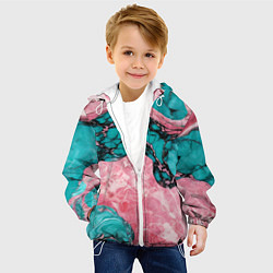 Куртка с капюшоном детская Розово-бирюзовый мрамор, цвет: 3D-белый — фото 2