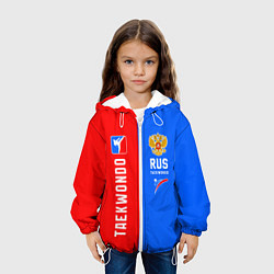 Куртка с капюшоном детская Тхэквондо синий и красный, цвет: 3D-белый — фото 2