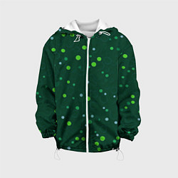 Куртка с капюшоном детская Прикольный горошек зелёный, цвет: 3D-белый