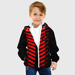 Куртка с капюшоном детская BMW geometry sport red strupes, цвет: 3D-белый — фото 2