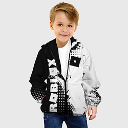 Куртка с капюшоном детская Роблокс - черно-белая абстракция, цвет: 3D-черный — фото 2