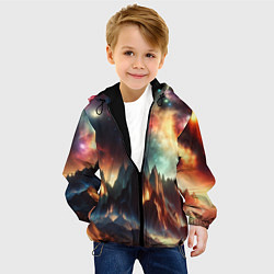 Куртка с капюшоном детская Space landscape with mountains, цвет: 3D-черный — фото 2
