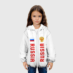 Куртка с капюшоном детская Россия три полоски на белом фоне, цвет: 3D-белый — фото 2